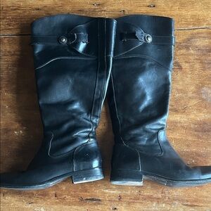 Frye Jayden - Black Leather Tall Riding Boots | Classic Back Zip | 7.5